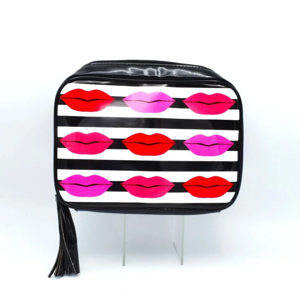 Macy's Cosmetic Makeup Bag Lips Lips Lips Red Black Pink White